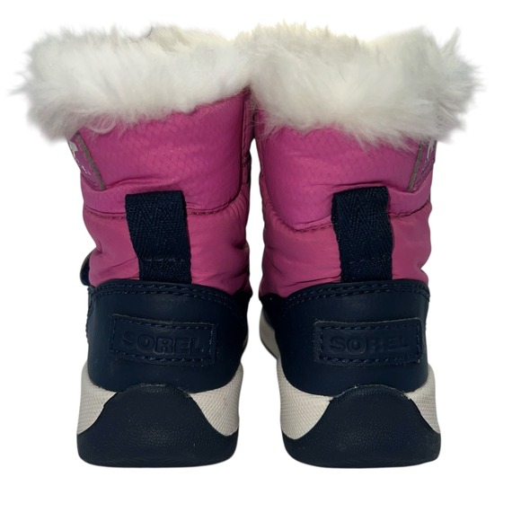 Sorel Pink Winter Snow Boots Fur Trim Waterproof Baby Girl Size 6 Toddler - Picture 3 of 9